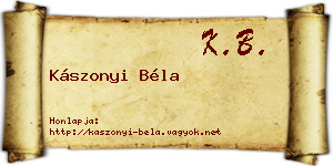 Kászonyi Béla névjegykártya