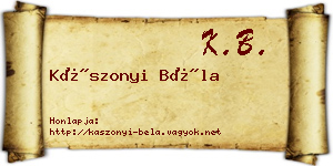 Kászonyi Béla névjegykártya